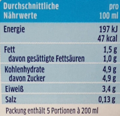 Haltbare Milch 1,5% Fett - Nutrition facts - de