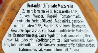 Brotaufstrich Tomate-Mozzarella - Ingredients - de