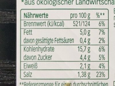 Bio Kartoffelsalat in Essig-Öl - Nutrition facts - de