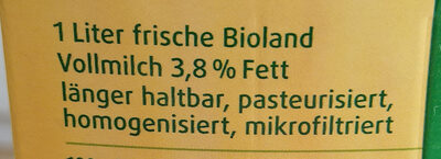 Schwarzwald BIO Frische Vollmilch - Ingredients - de