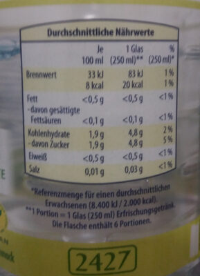 Wasser plus Zitrone-Limette Geschmac - Ingrédients - de