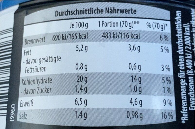 Weiße Riesenbohnen in pikanter Tomatensoße - Nutrition facts - de