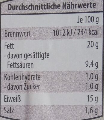 Grobe Bratwurst - Merguez - Nährwertangaben