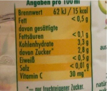 Hohes C Naturelle Weißer Tee Pfirsich - Nutrition facts - fr