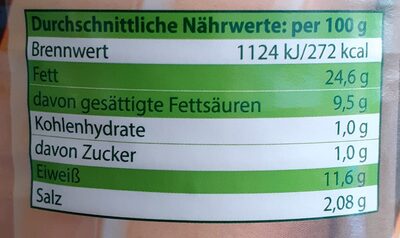 Bockwurst - Tableau nutritionnel - de