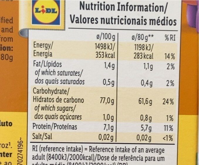 Dino Pasta - Nutrition facts - pt