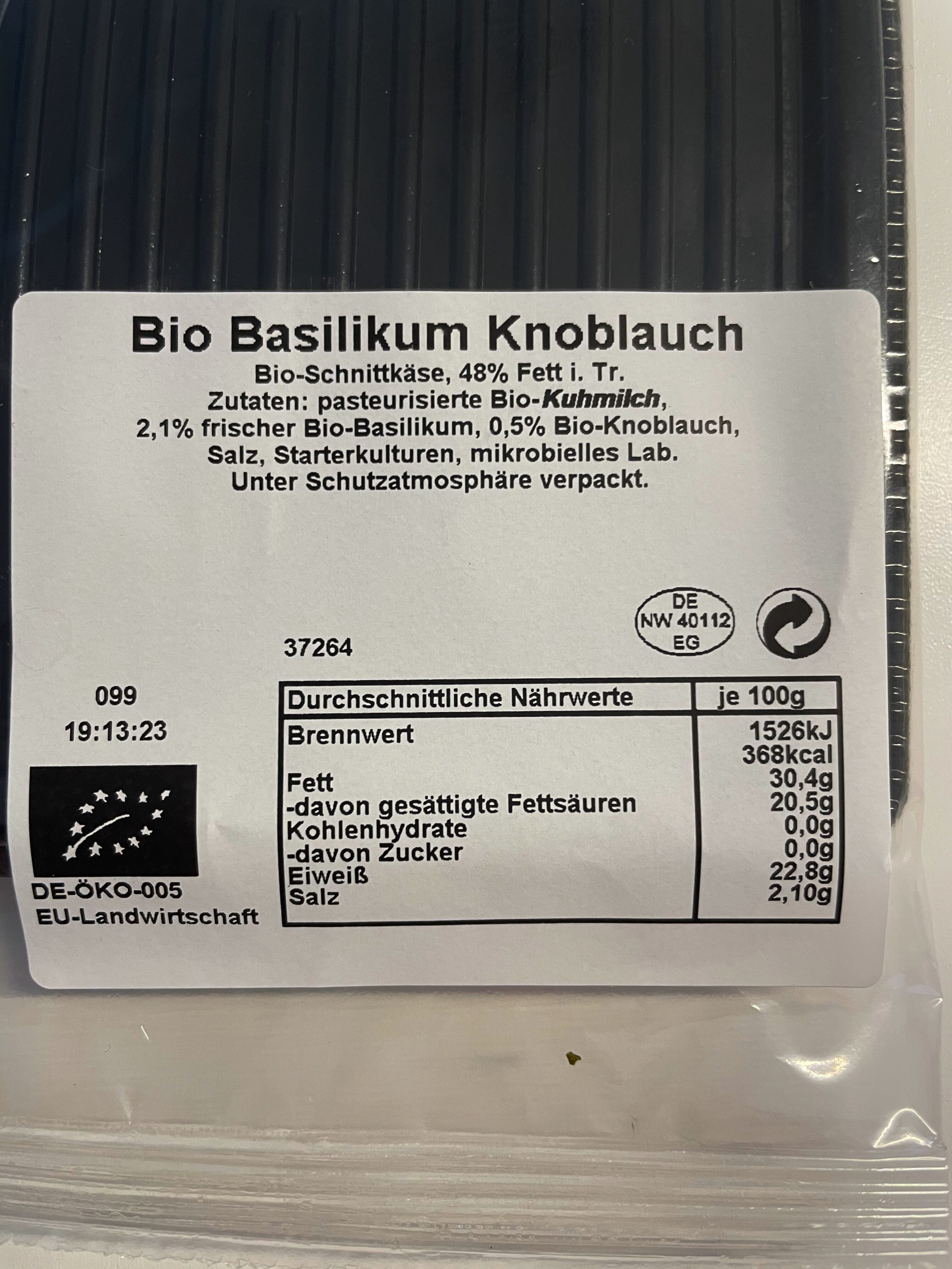 Bio Basilikum Knoblauch - Nährwertangaben