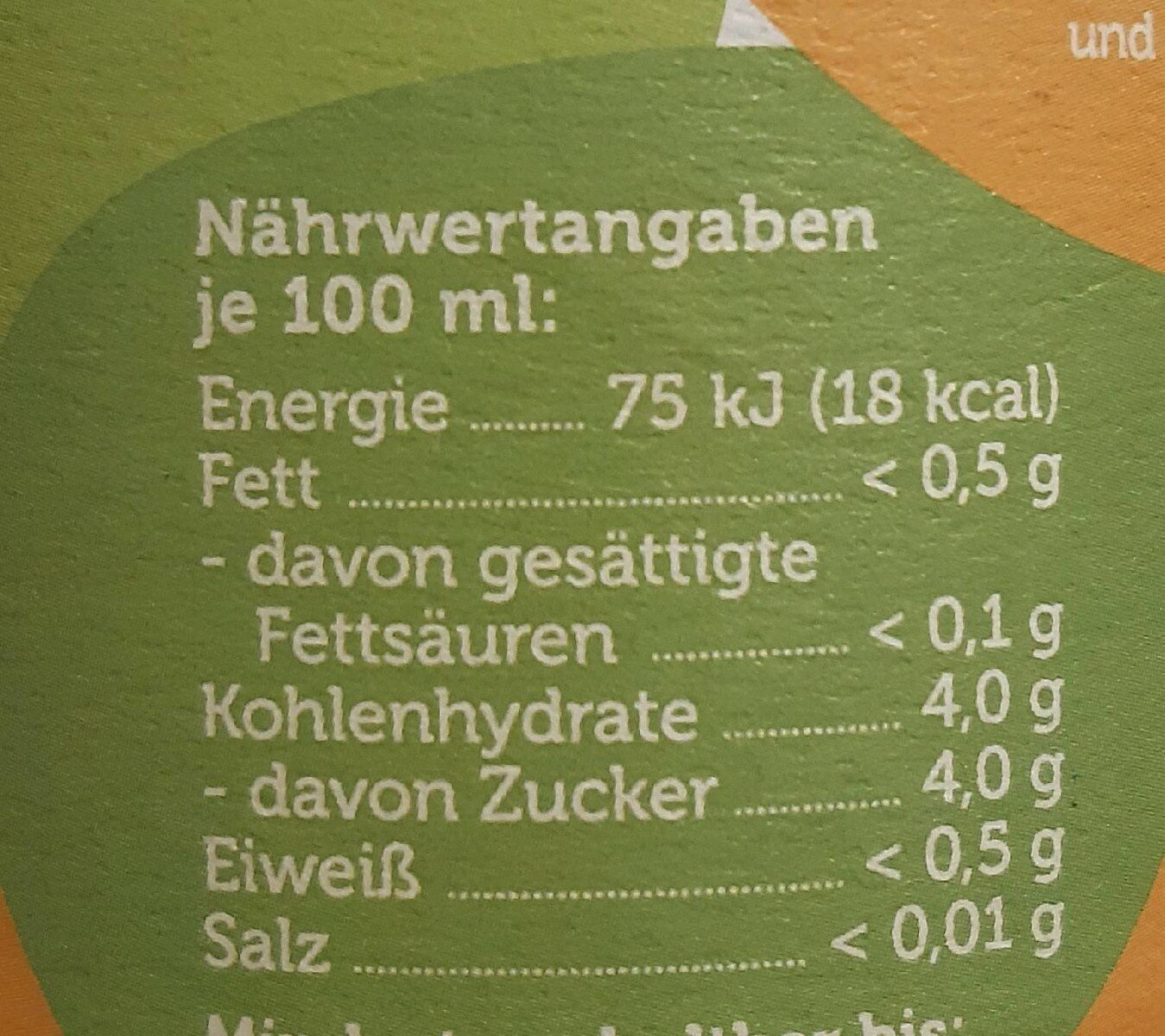 Ti - Grüner Tee Mango - Nutrition facts - de