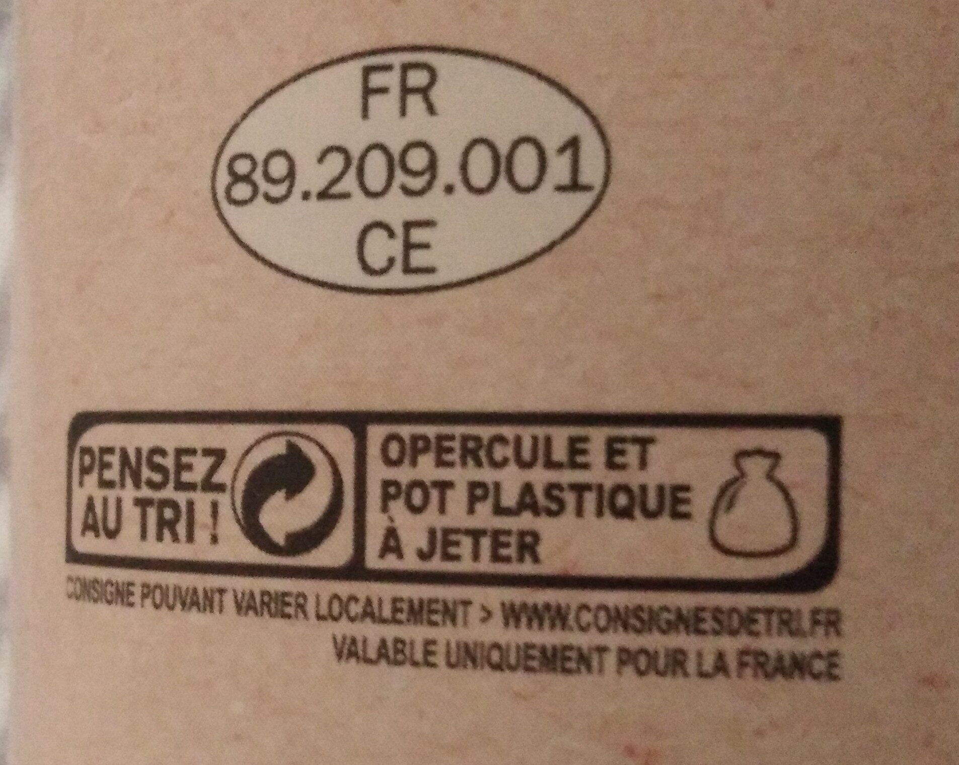 Yaourts vanille étuvés bio - Wiederverwertungsanweisungen und/oder Verpackungsinformationen - fr