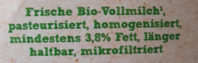 Milbona bio frische vollmilch 3,8% - Ingredients
