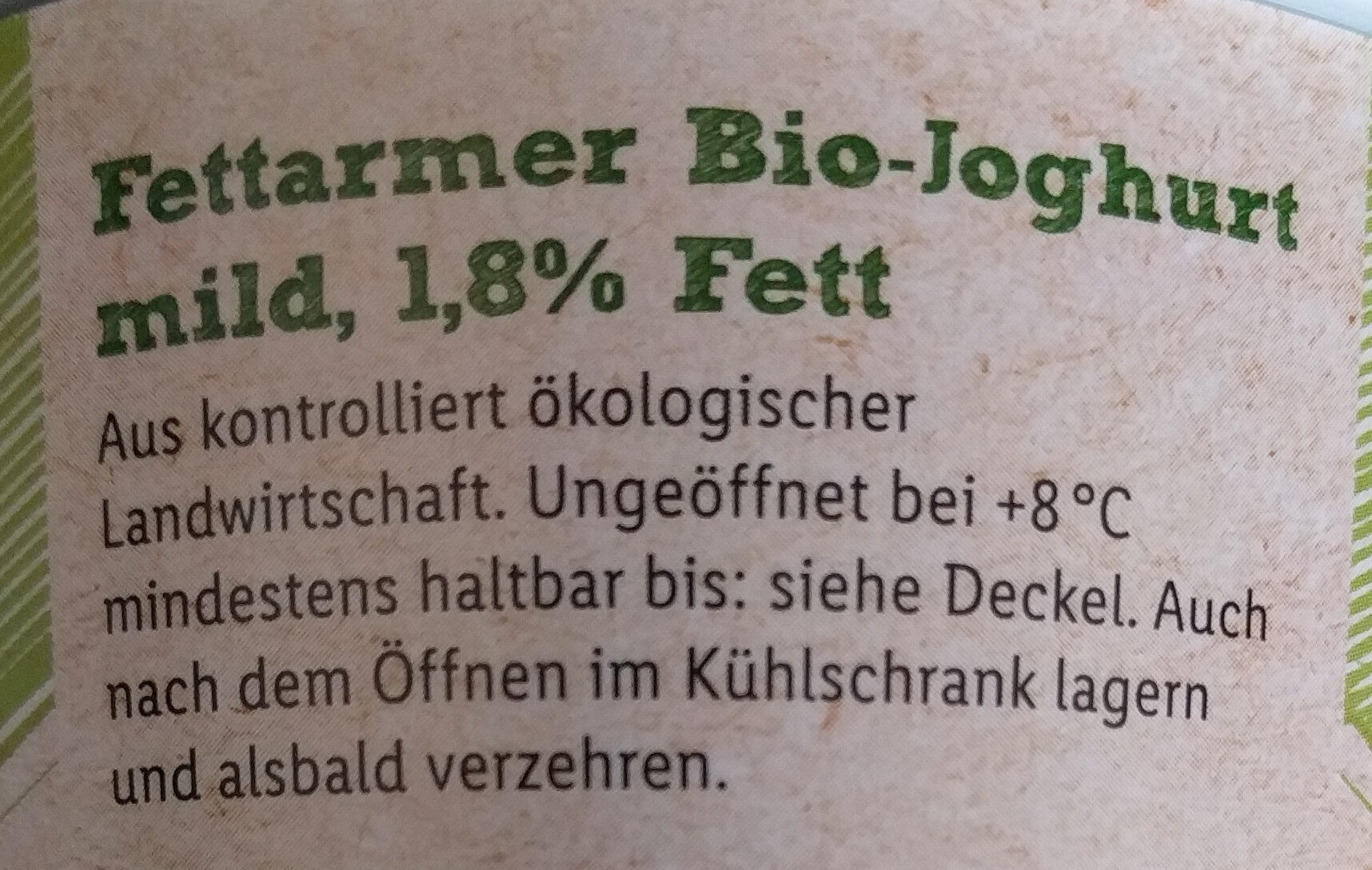 Bio Fettarmer Joghurt 1.8% - Ingredients - de
