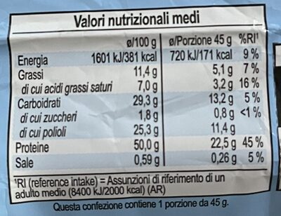 Barretta Proteica al Cocco - Valori nutrizionali