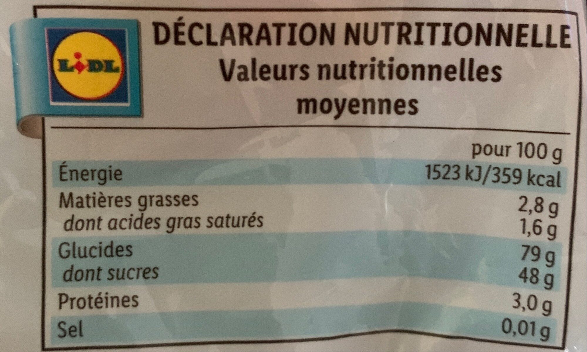Ficeli - Nutrition facts - fr