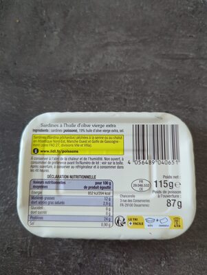 Sardines de Bretagne à l'huile d'olive 100g - Ingrédients