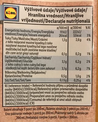 Bio Organic Almond Drink - Nutriční hodnoty
