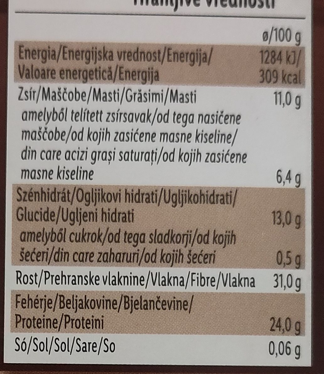 fat reduced cocoa powder - Nährwertangaben - hr