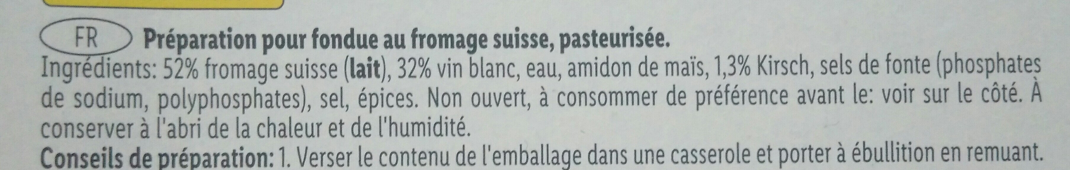 Cheese Fondue - Ingredients - fr