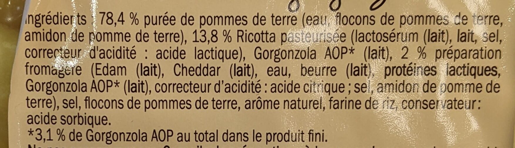 Gnocchi fourrés au gorgonzola DOP - Ingrédients