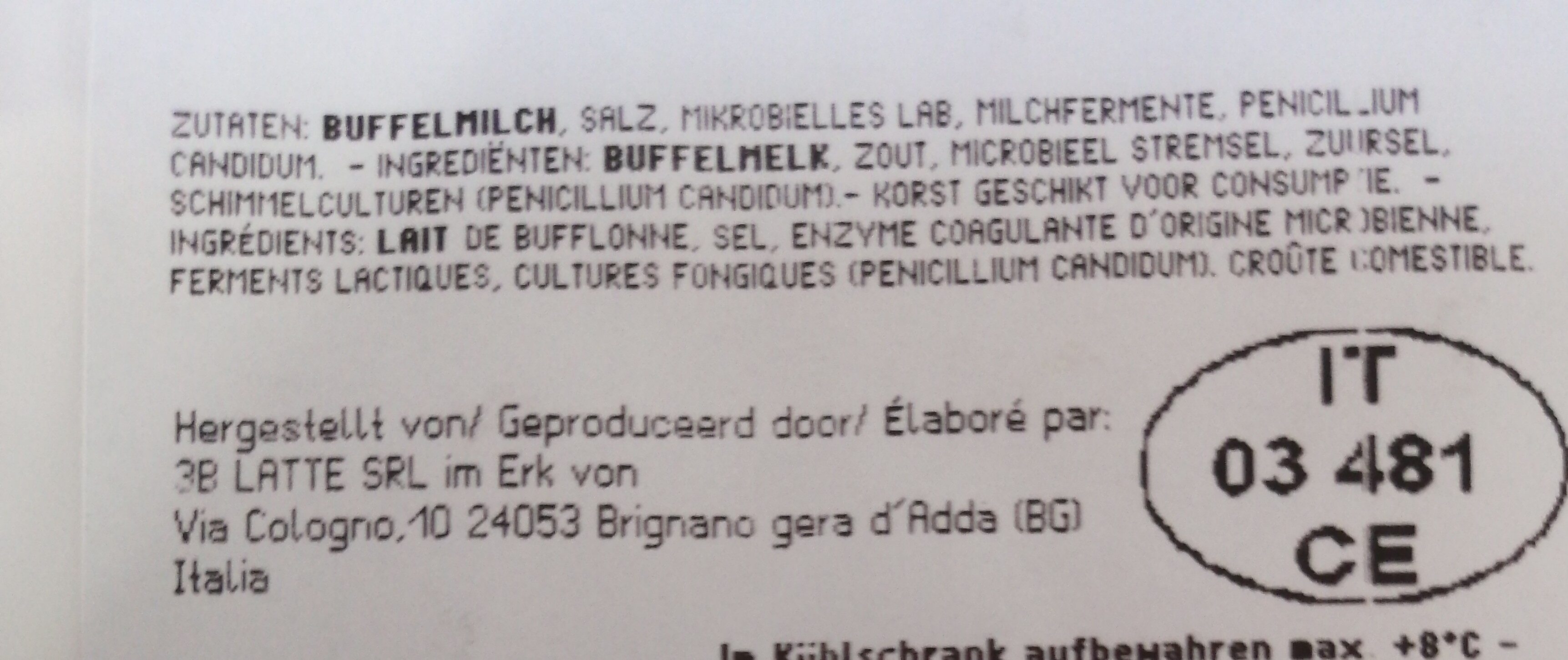 Camembert di bufala - Ingredients