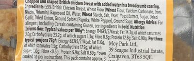 Breaded chicken goujons - Nutrition facts