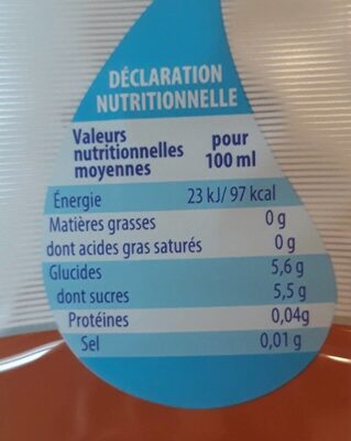 water juice pêche - Nutrition facts - de
