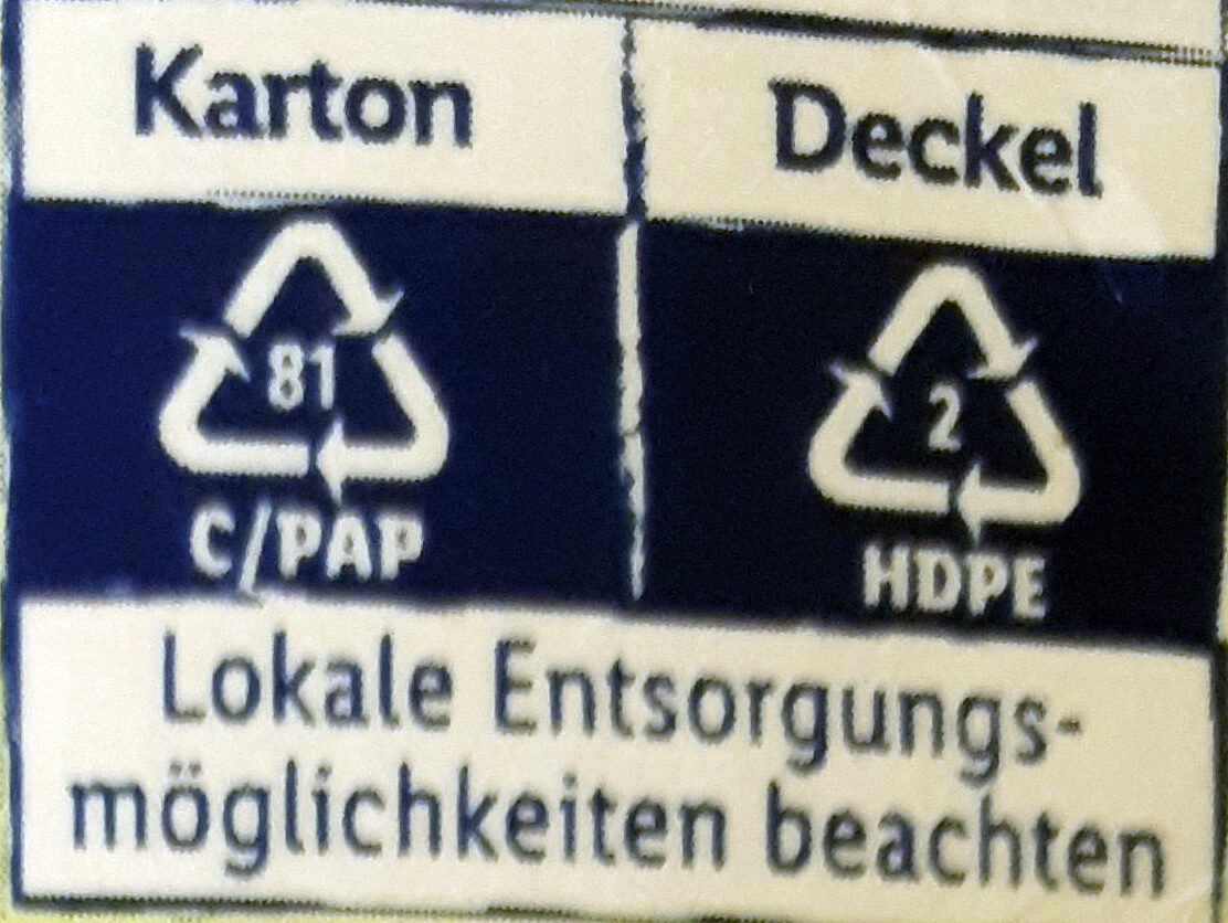 haltbare Vollmilch 3,5 % Fett - Recycling instructions and/or packaging information - de