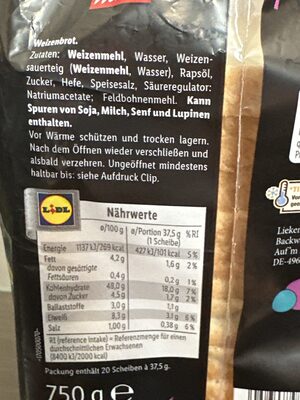 Sandwich Weizen - Ingredienti
