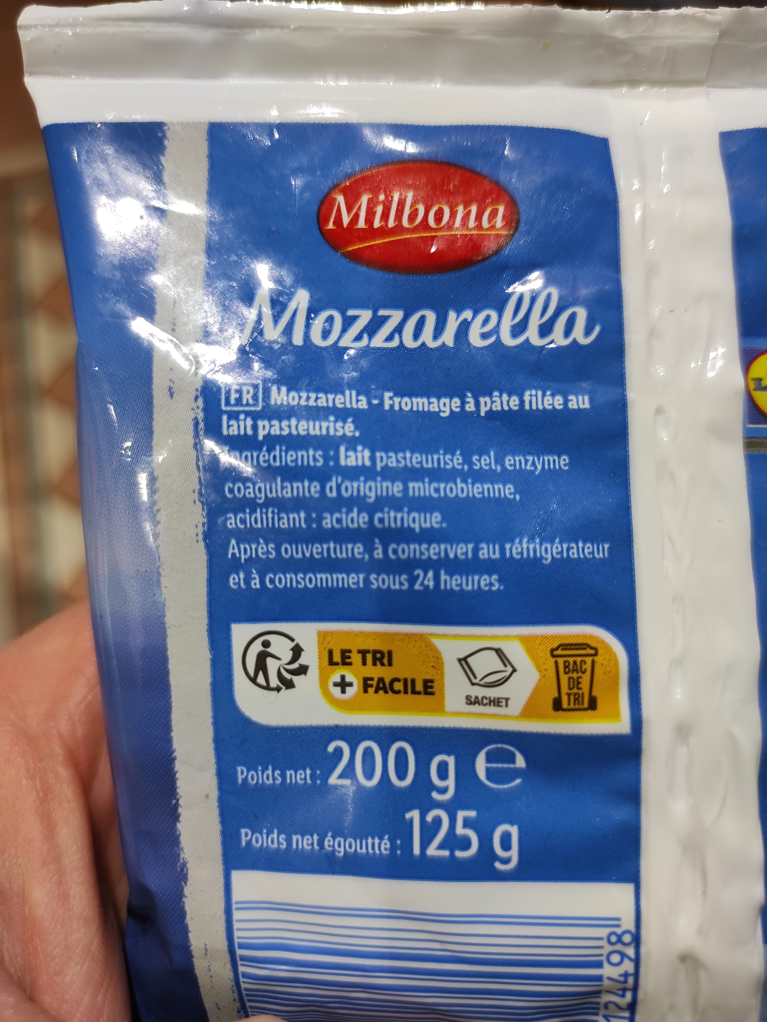 mozzarella - Ingrédients