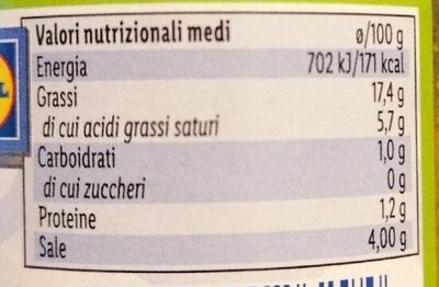 Paté di olive verdi - Voedingswaarden - it