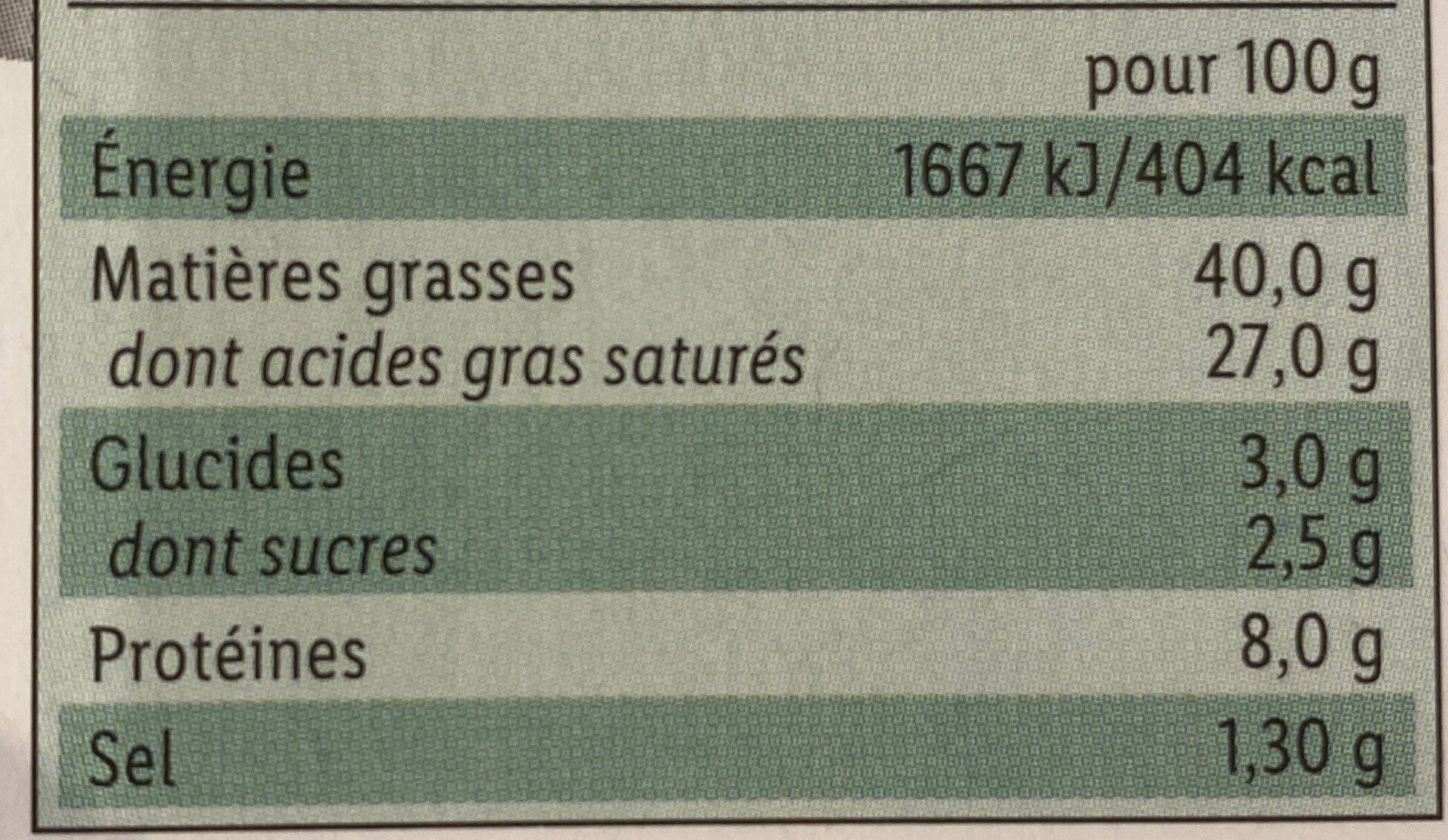 Ail & fines herbes - Voedingswaarden - fr