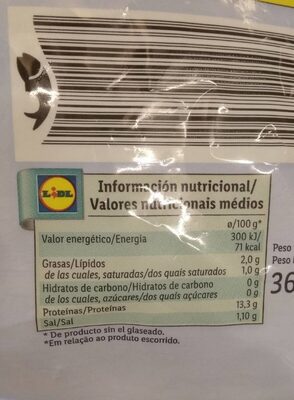 Anillas de pota argentina - Informació nutricional