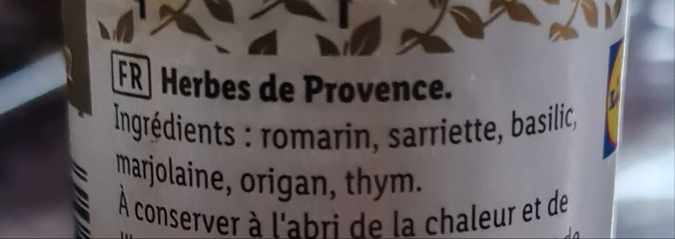 Herbes de Provence - Ingrédients