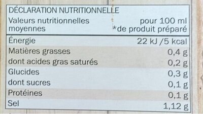 Rinderbouillon - Tableau nutritionnel