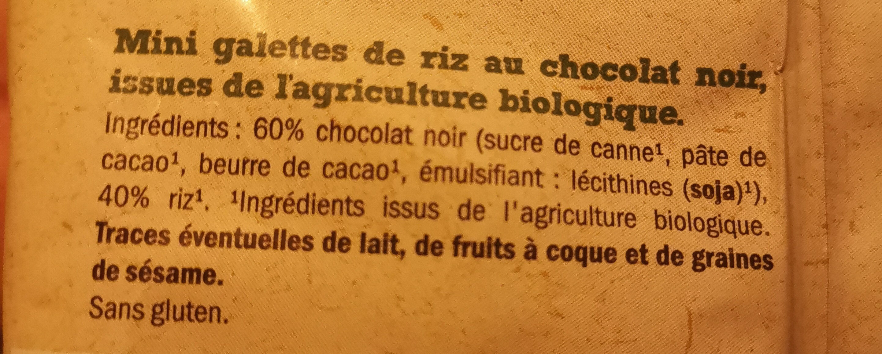 MINI GALETTES DE RIZ CHOCOLAT NOIR - Ingredients - fr