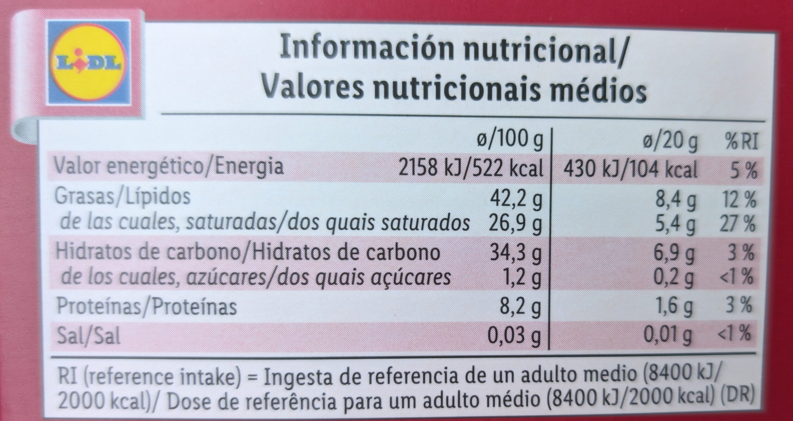 0% AZÚCAR añadido, chocolate NEGRO - Dados nutricionais - es