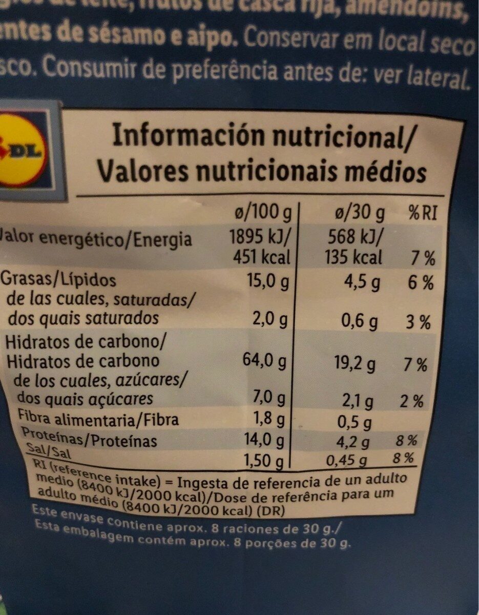 Minitostas - Informació nutricional - es