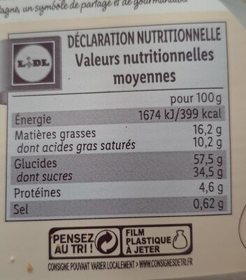 Gâteau breton - Nutrition facts - fr