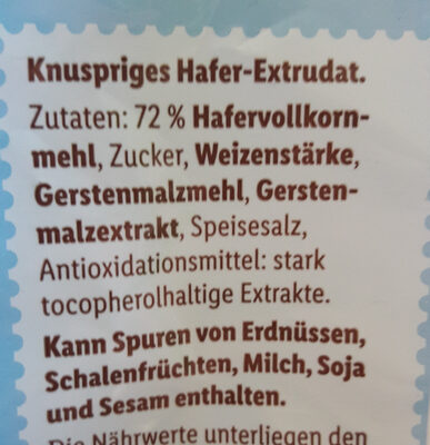 Vollkorn Haferpops Knusper Klassik - Ingrediënten - de