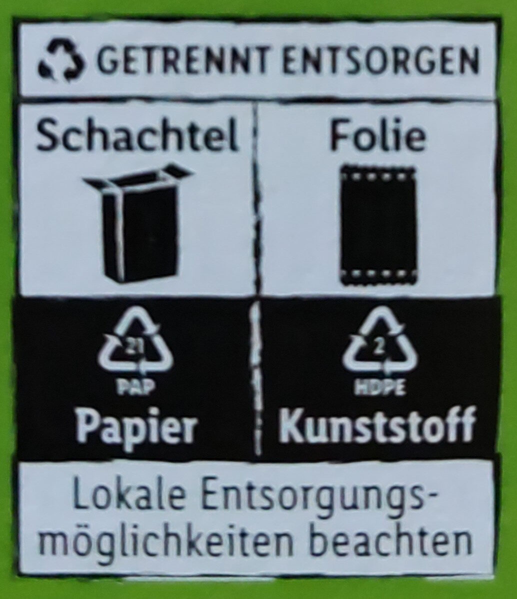 Knusper Schoko & Nuss Hafer-Müsli - Istruzioni per il riciclaggio e/o informazioni sull'imballaggio - de