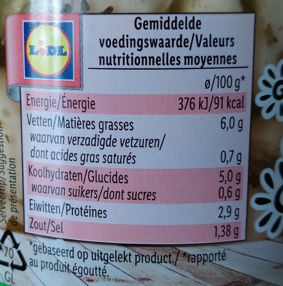 Knoblauch in Kräuteröl - Voedingswaarden - fr
