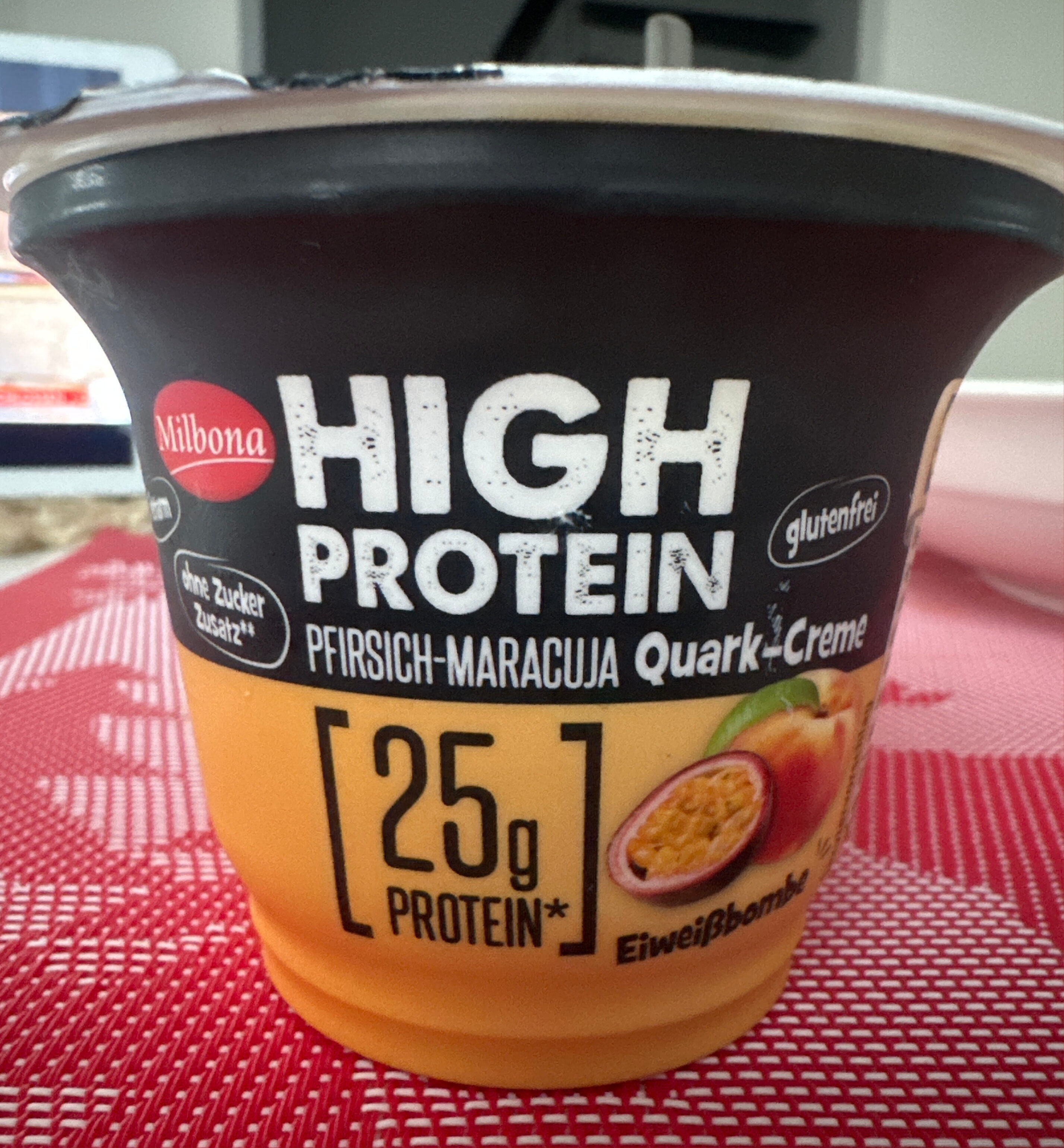High protein Pfirsich-Maracuja-Quarkcreme - Produkt