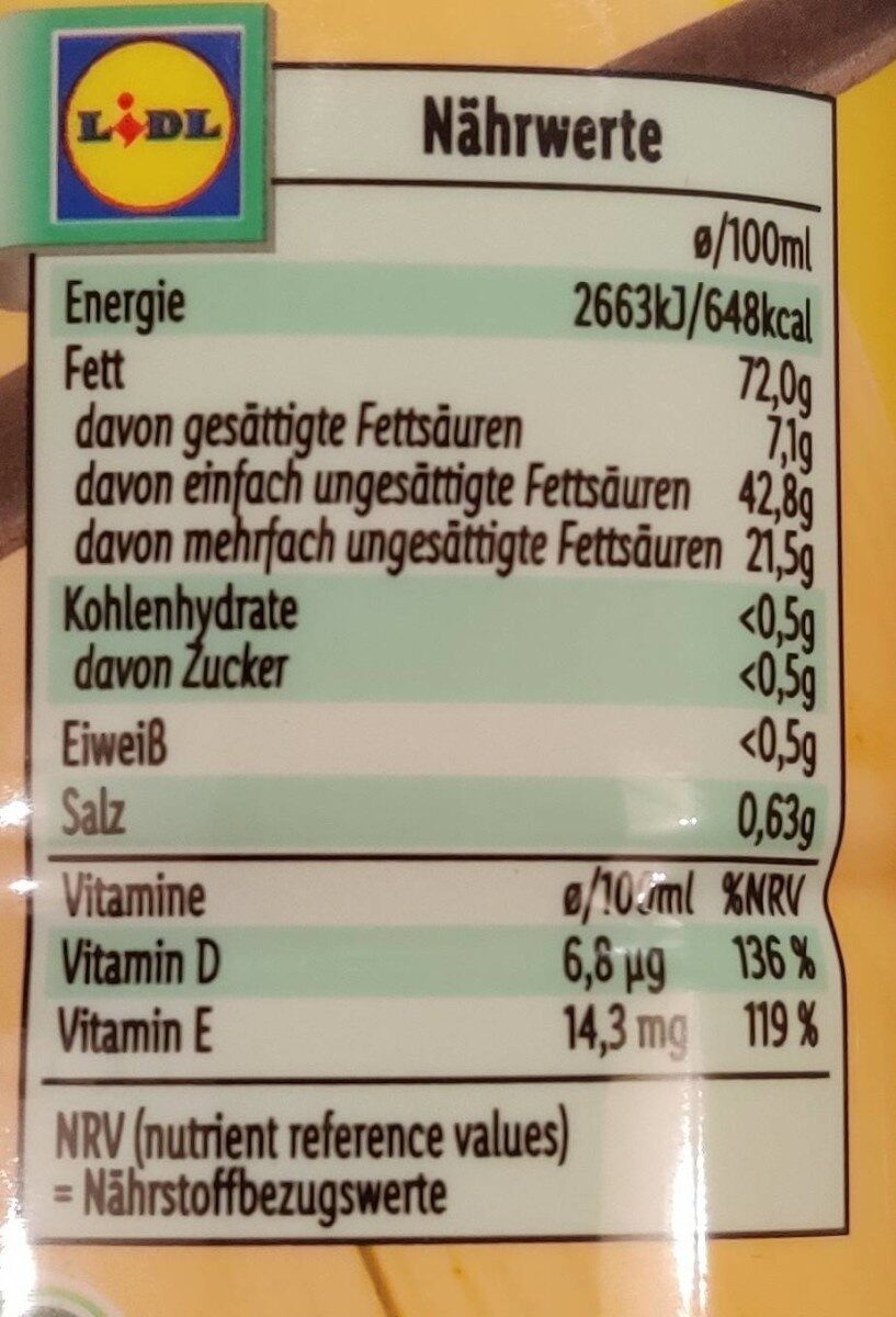 Fett - Pflanzencreme mit feinem Buttergeschmack - Nutrition facts