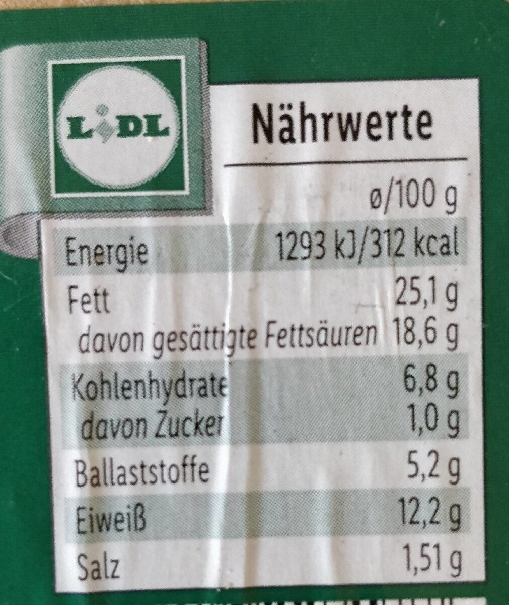 Vegane Bratwurst - Informació nutricional - es