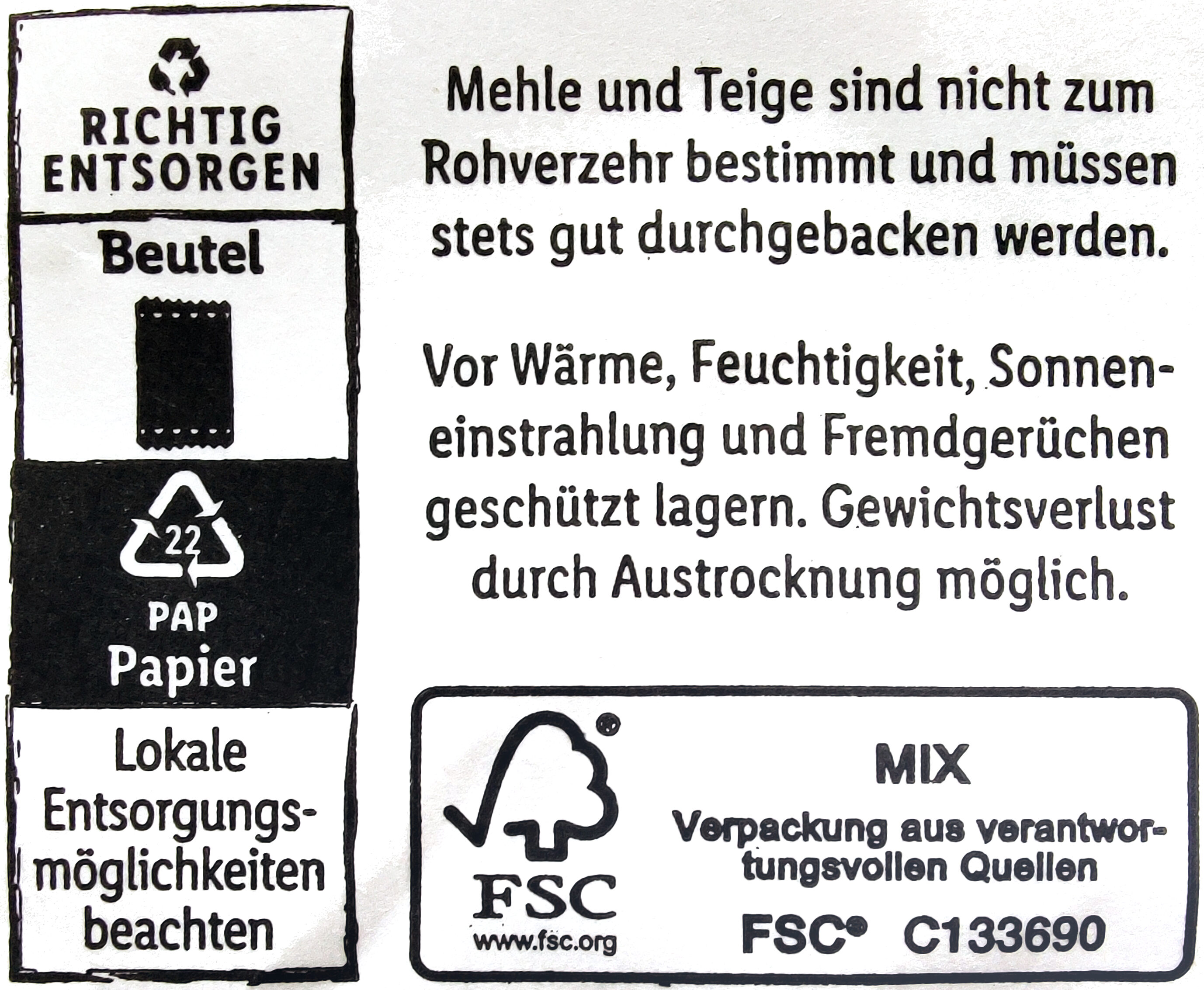 Weizenmehl Type 405 - Recycling instructions and/or packaging information - de