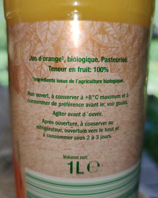 Bio pur jus orange - Ingredients - fr