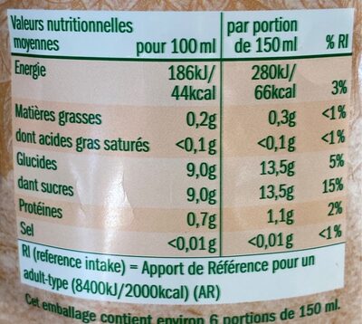 Bio pur jus orange - Nutrition facts - fr