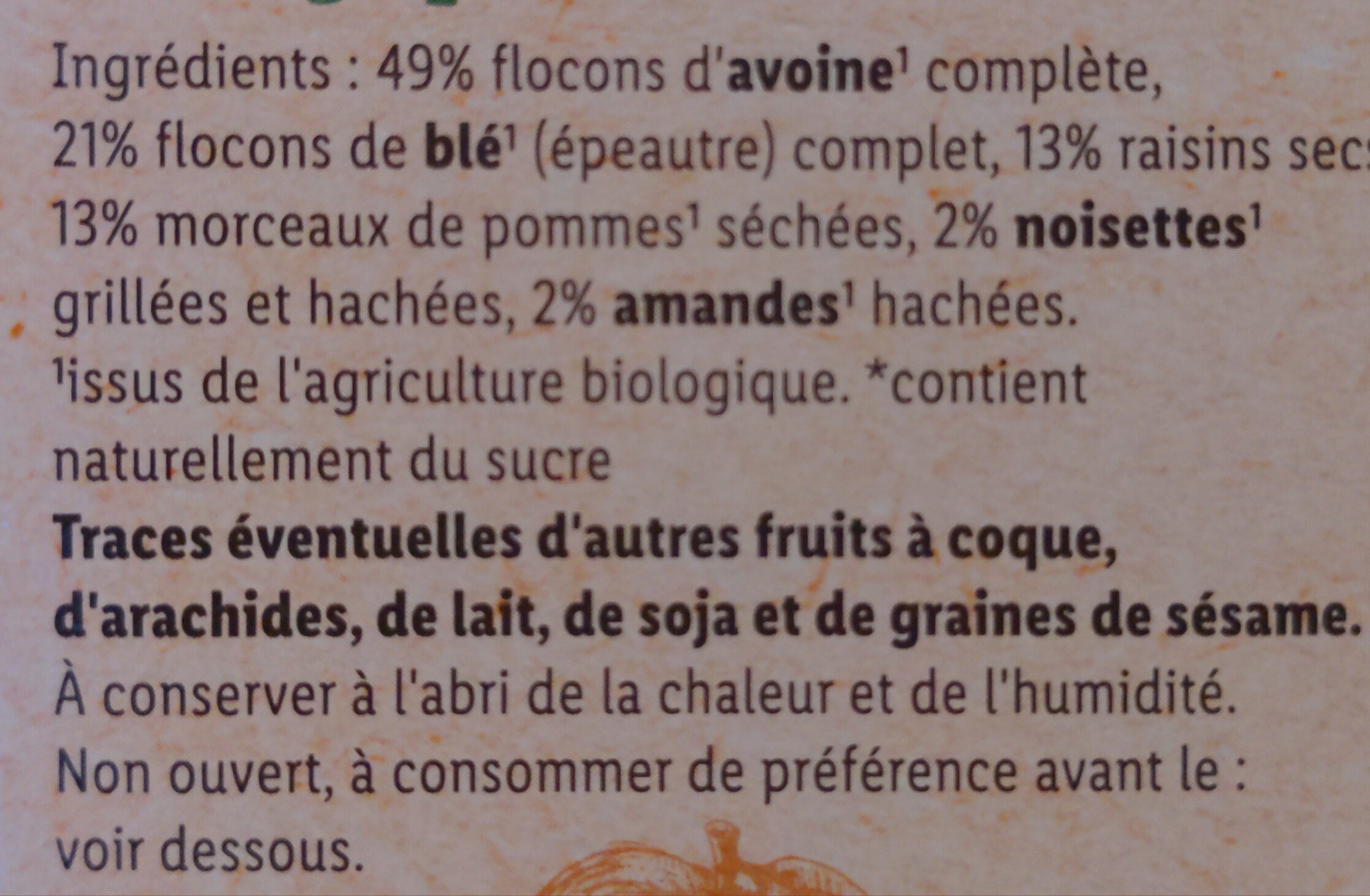 Fruits, amandes et noisettes - Zutaten - fr