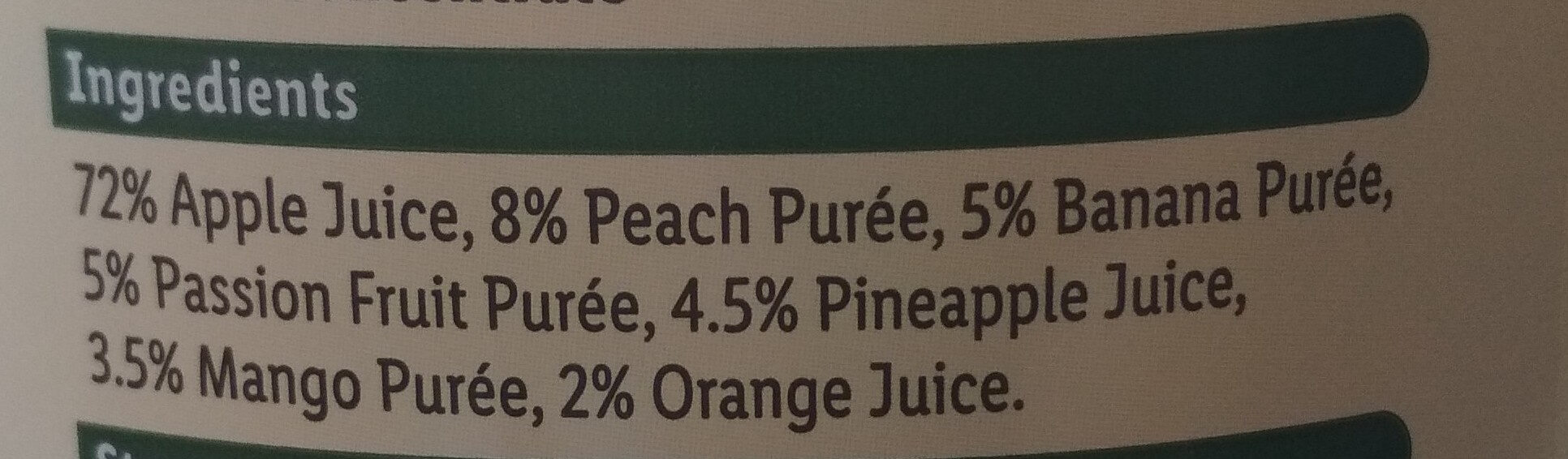 Tropical Juice - Ingredients
