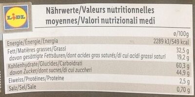 Vegan Couverture Chocolat with Prezel and sea salt - Valori nutrizionali - fr