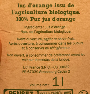 Pur jus d orange - Ingredients - fr